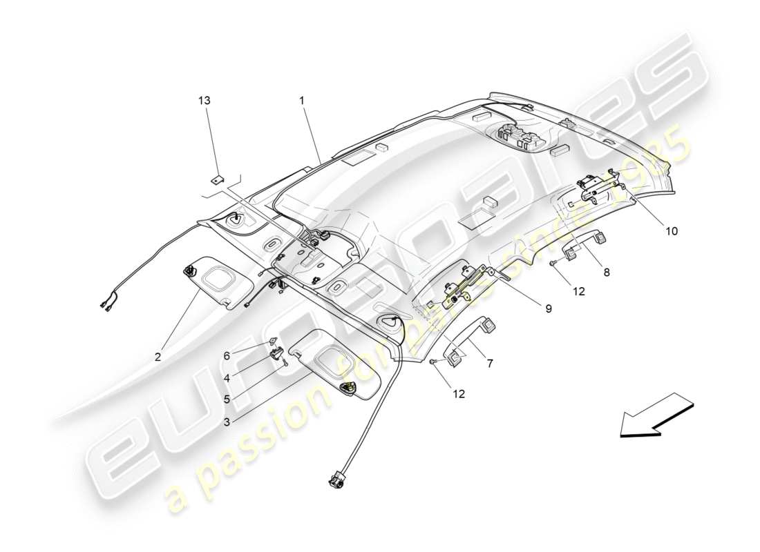 Maserati QTP 3.0 TDS V6 275HP (2015) TOIT ET PARE-SOLEIL Diagramme de pièce