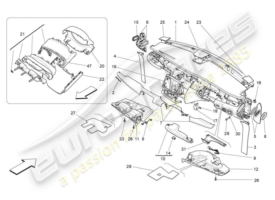 Maserati QTP 3.0 TDS V6 275HP (2015) unité de tableau de bord Diagramme de pièce