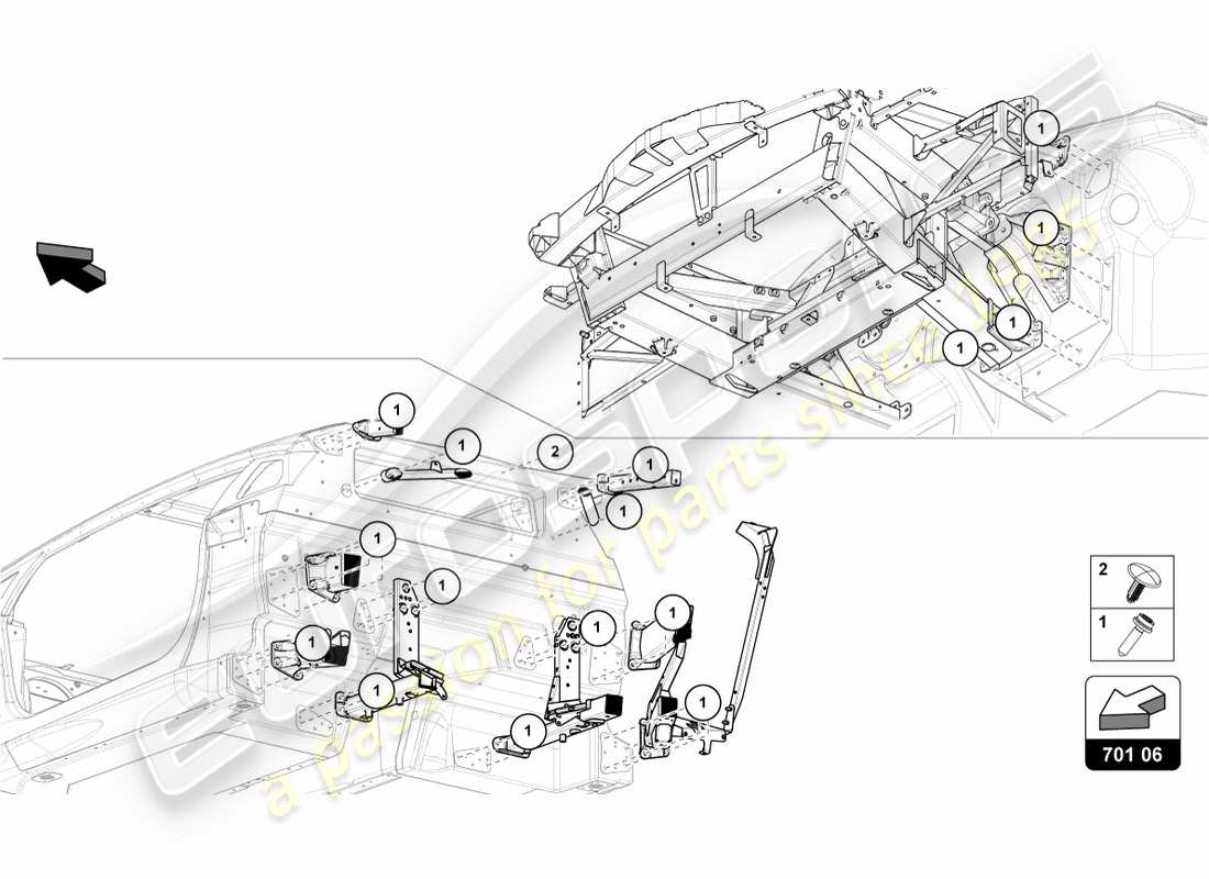 Lamborghini Centenario Coupé (2017) ATTACHES Schéma des pièces