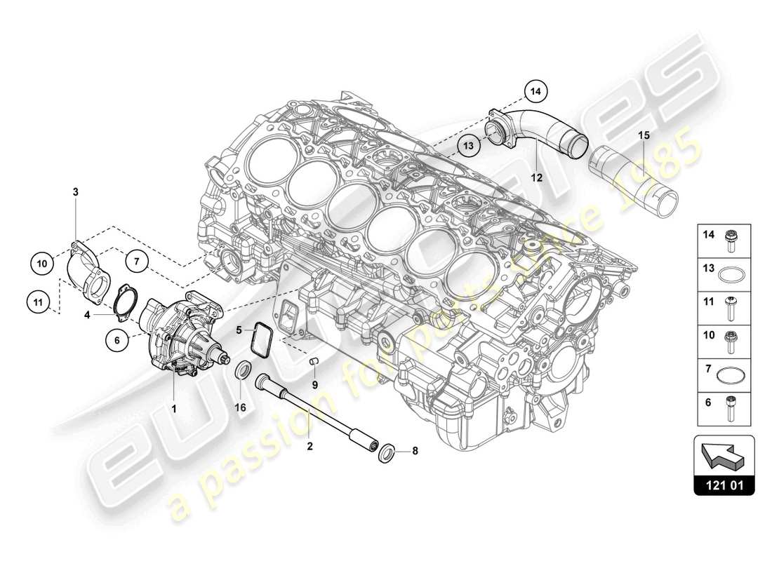 Lamborghini LP700-4 ROADSTER (2016) POMPE DE REFROIDISSEMENT Schéma des pièces