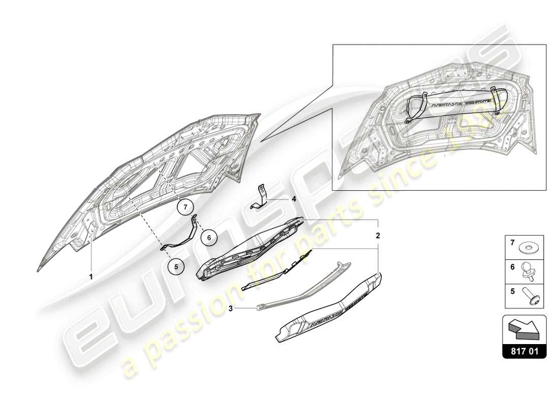 Lamborghini LP700-4 ROADSTER (2016) COUPE-VENT Schéma des pièces