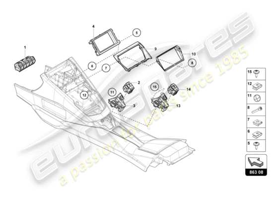 a part diagram from the Lamborghini LP720-4 Roadster 50 (2015) parts catalogue
