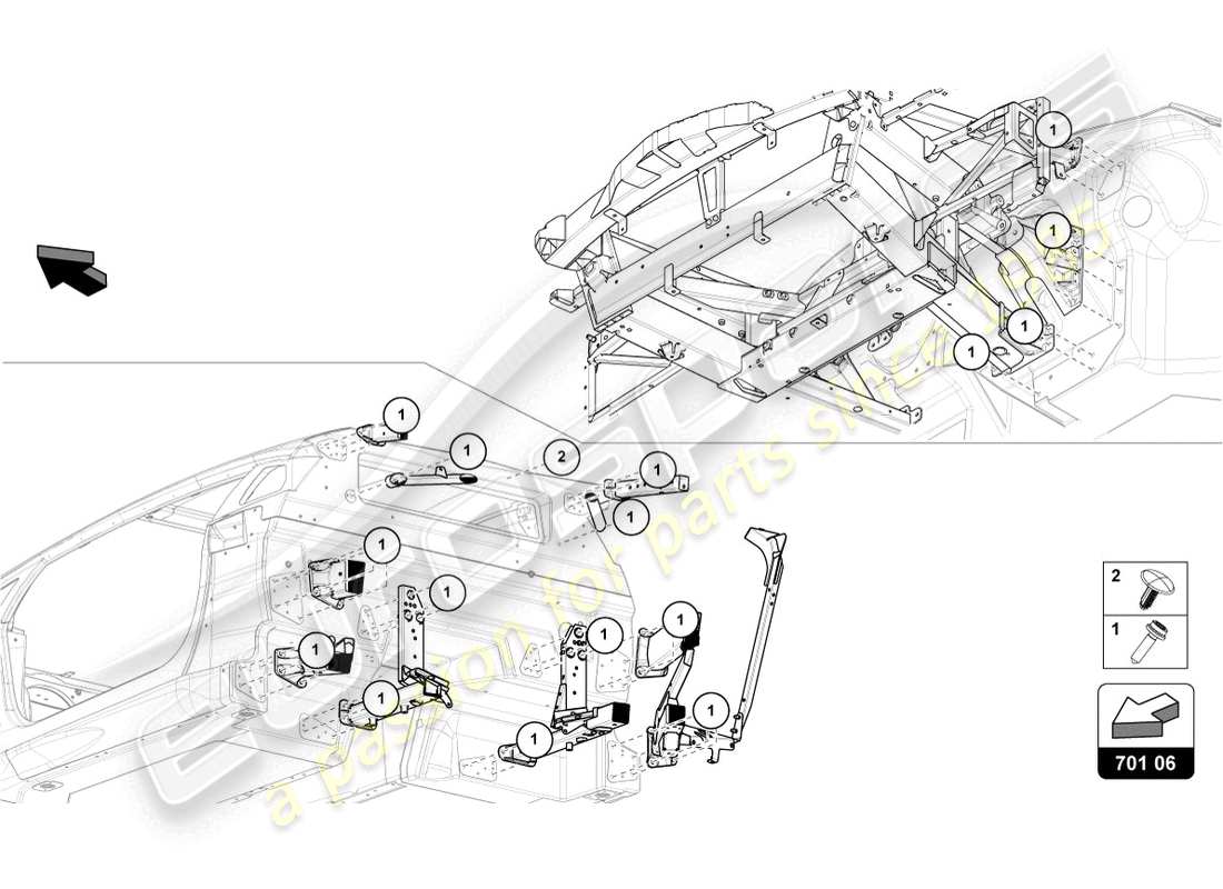 Lamborghini LP740-4 COUPÉ S (2018) ATTACHES Schéma des pièces