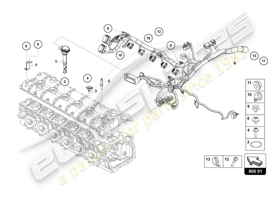Lamborghini LP740-4 S ROADSTER (2018) SYSTÈME DE MISE À FEU Schéma des pièces