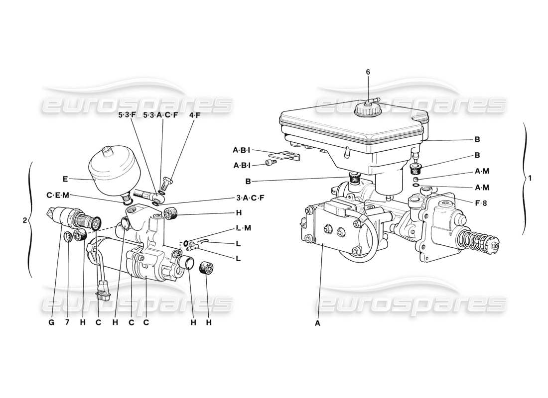 Ferrari 328 (1988) Système hydraulique pour antidérapant Schéma des pièces