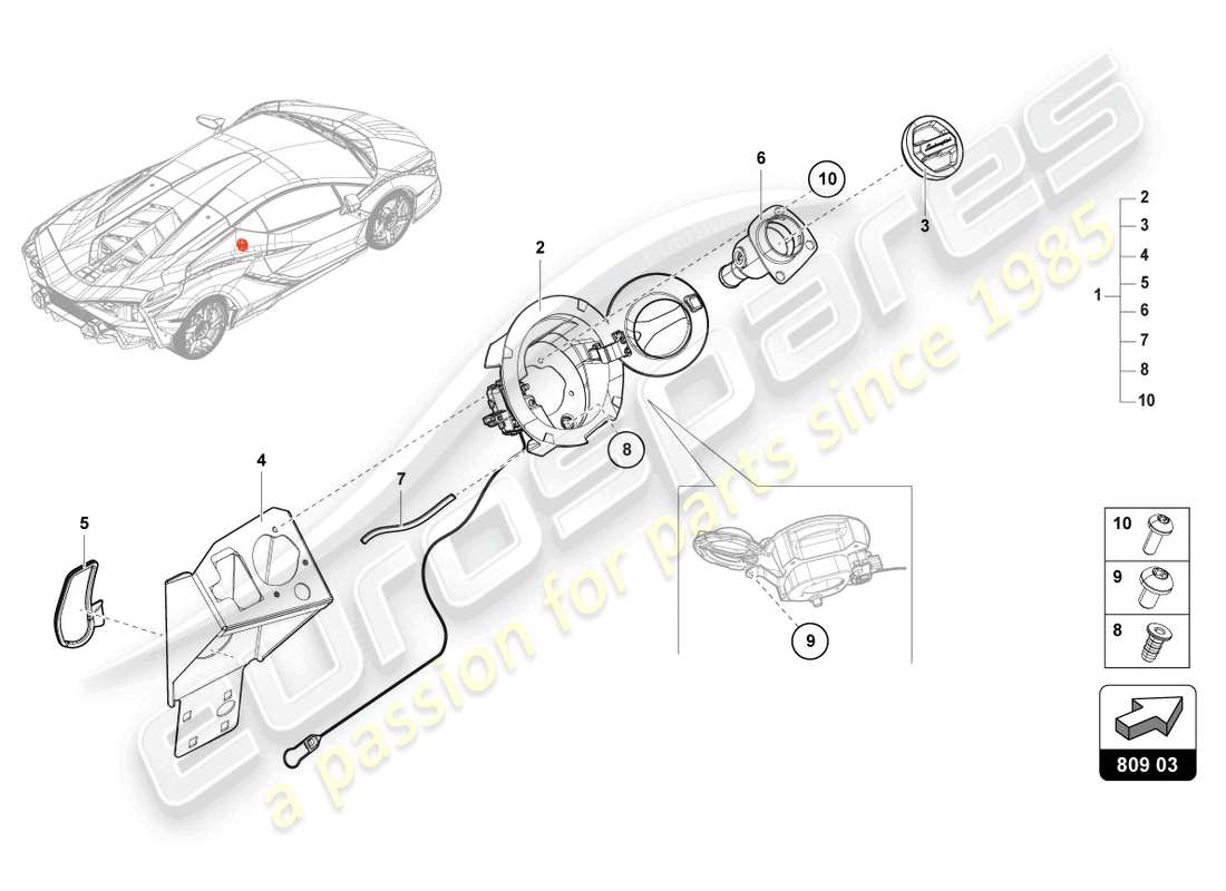 Lamborghini Sian (2021) COL DE REMPLISSAGE DE CARBURANT Diagramme de pièce
