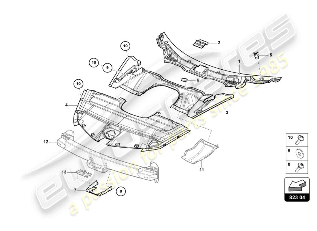 Lamborghini Sian (2021) COUVERCLE POUR SERRURE DE CAPOT Diagramme de pièce