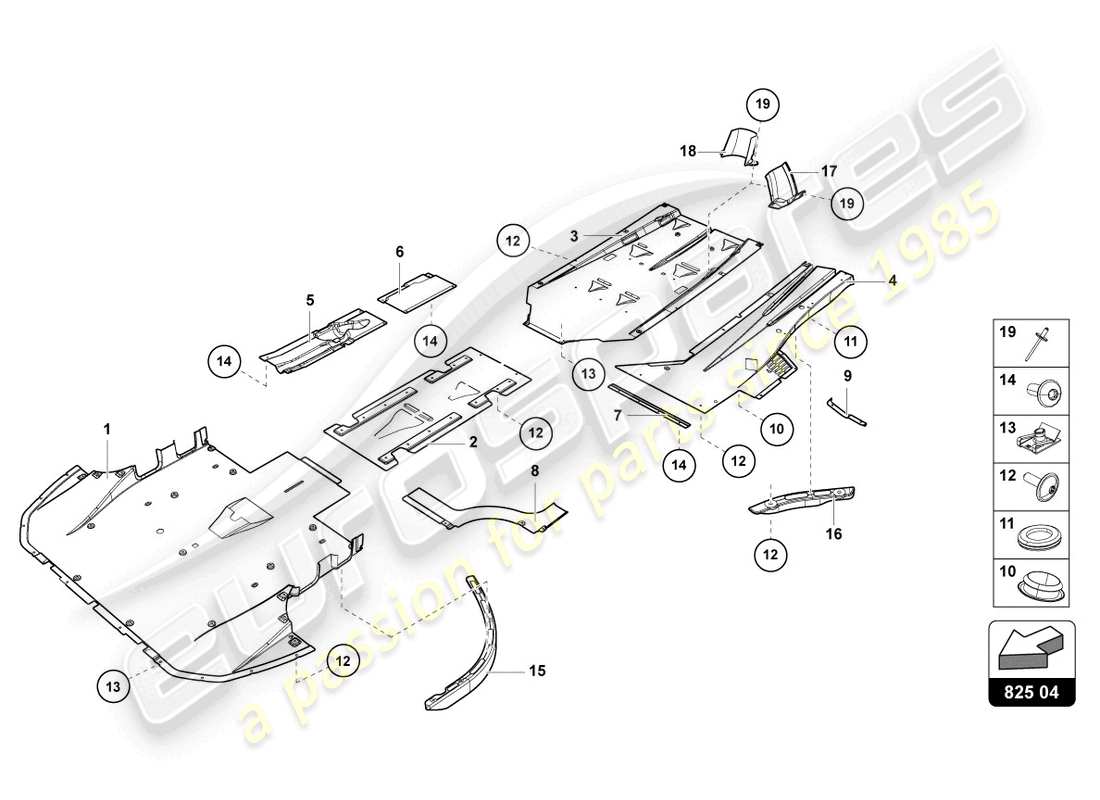 Lamborghini Sian (2021) PANNEAU DE GARNITURE POUR SECTION INFÉRIEURE DU CADRE Diagramme de pièce
