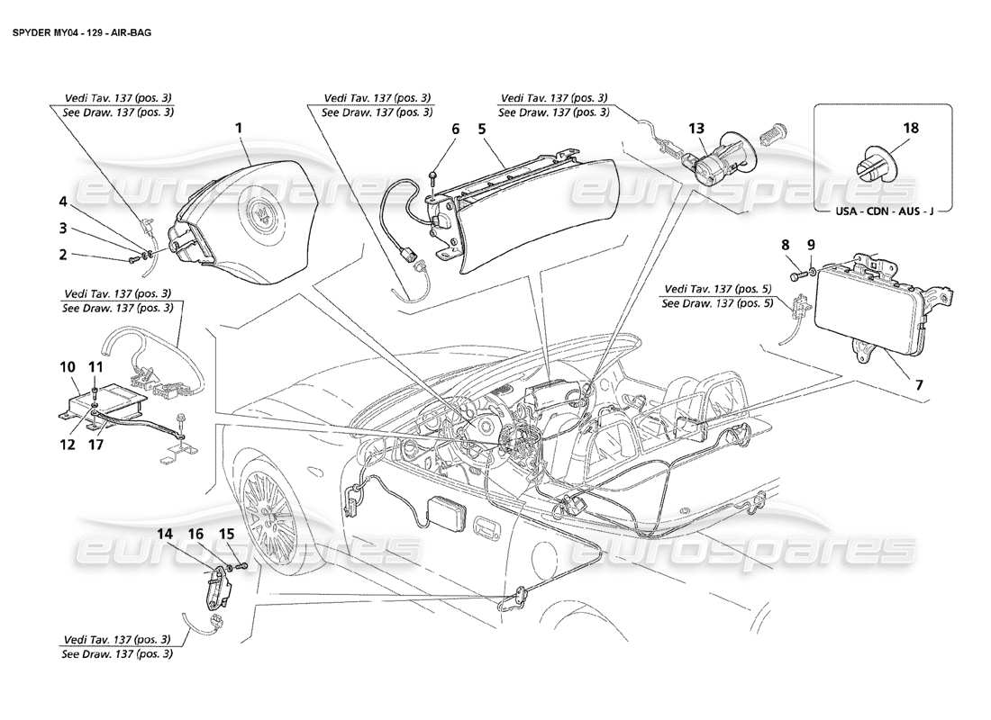 un schéma de pièces du catalogue de pièces maserati 4200 spyder (2004)
