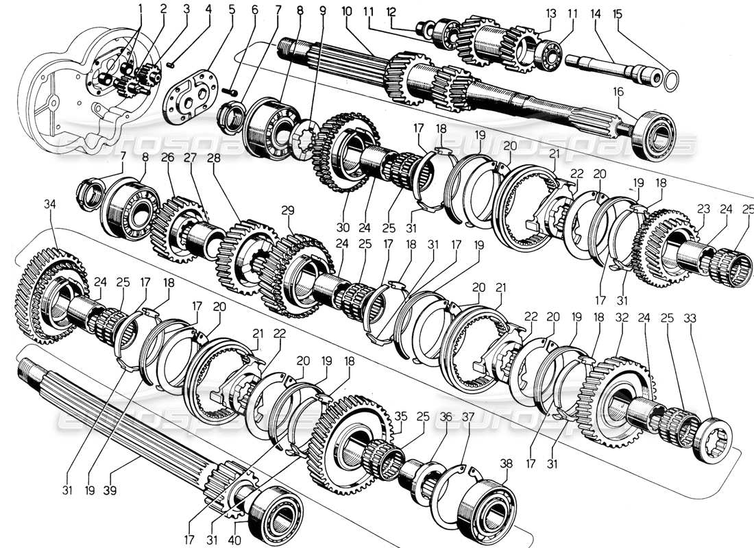 un schéma de pièces du catalogue de pièces lamborghini urraco