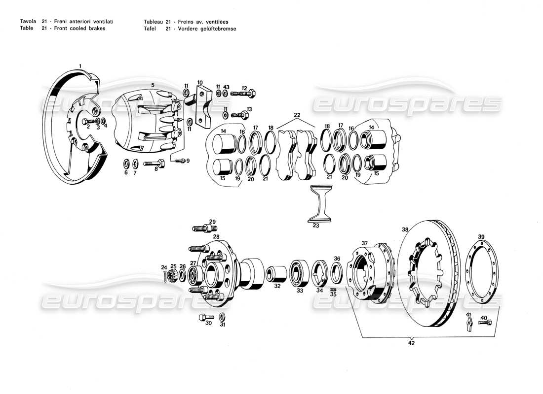 un schéma de pièces du catalogue de pièces maserati merak 3.0