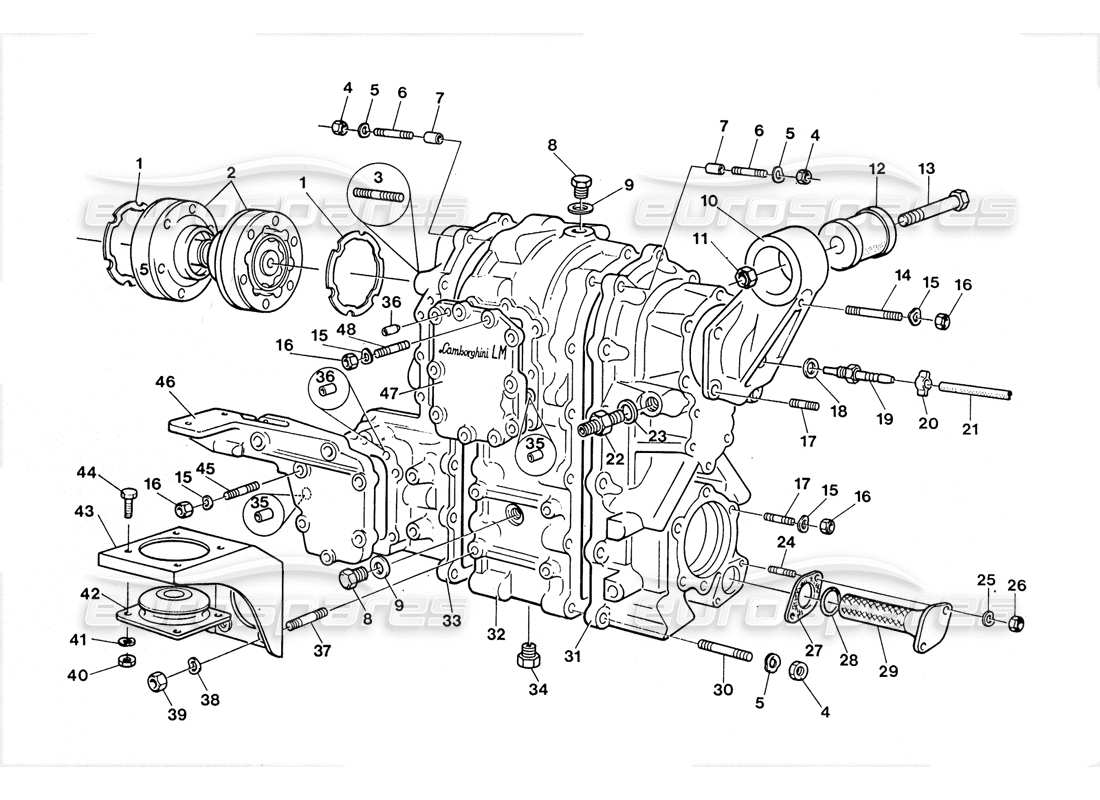 un schéma de pièces du catalogue de pièces lamborghini lm002 (1988)