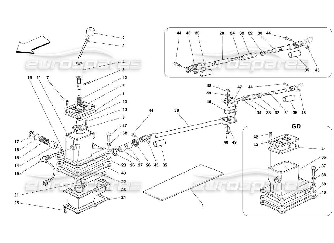 ferrari 456 gt/gta commandes extérieures de la boîte de vitesses – pas pour 456 diagramme de pièces gta