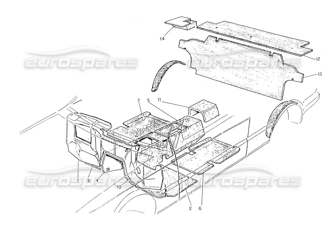 maserati 418 / 4.24v / 430 isolation de l'habitat schéma des pièces