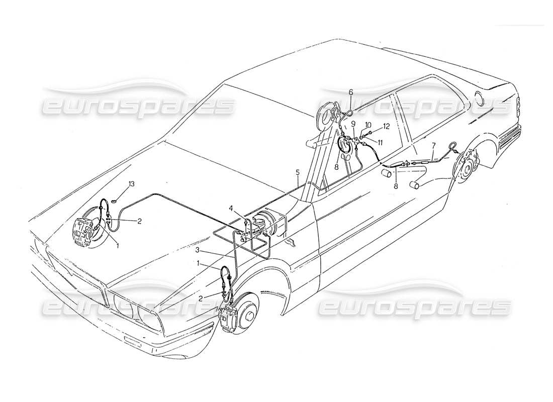 maserati 2.24v schéma des pièces des conduites de frein hydrauliques