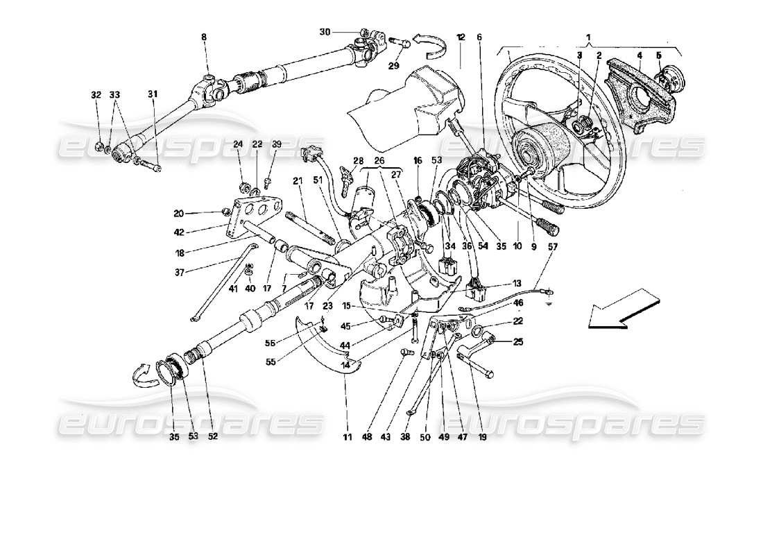 ferrari 512 tr colonne de direction schéma des pièces