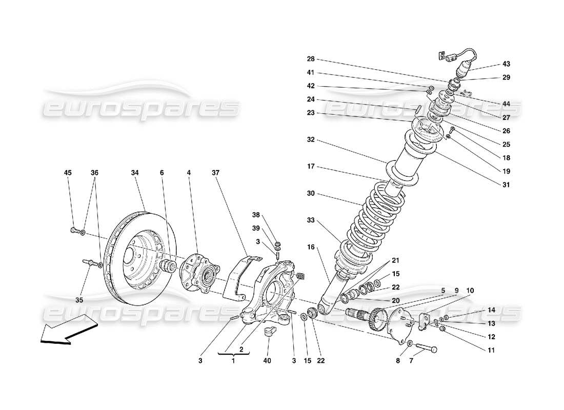 ferrari 456 gt/gta suspension avant - amortisseur et disque de frein schéma des pièces