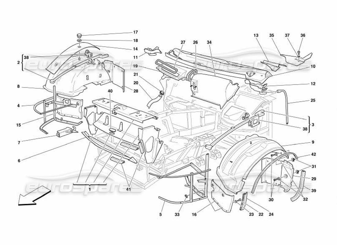 ferrari 550 barchetta diagramme des pièces des structures et composants avant