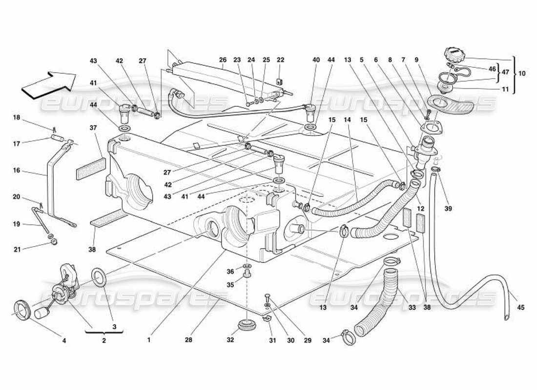 ferrari 550 barchetta réservoir de carburant – pas pour les états-unis et le canada – schéma des pièces