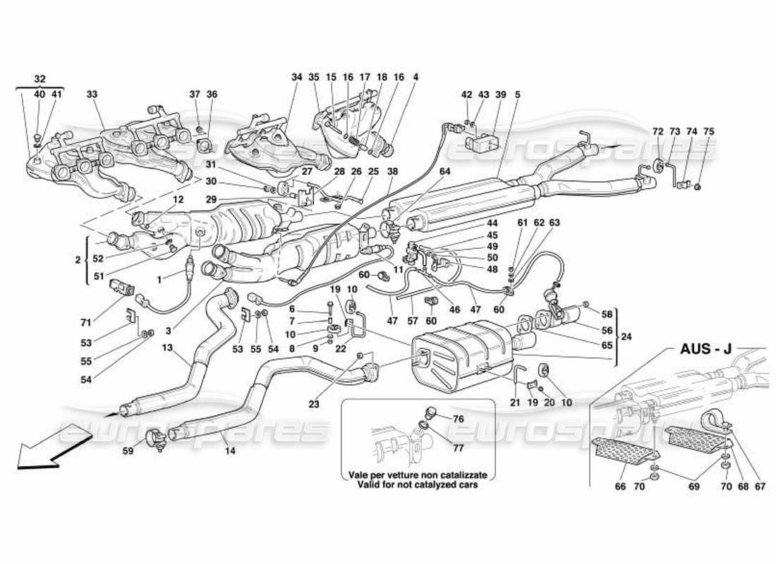 ferrari 550 barchetta système d'échappement schéma des pièces