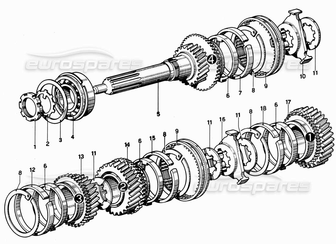 ferrari 365 gt 2+2 (mechanical) schéma des pièces de l'arbre de pose
