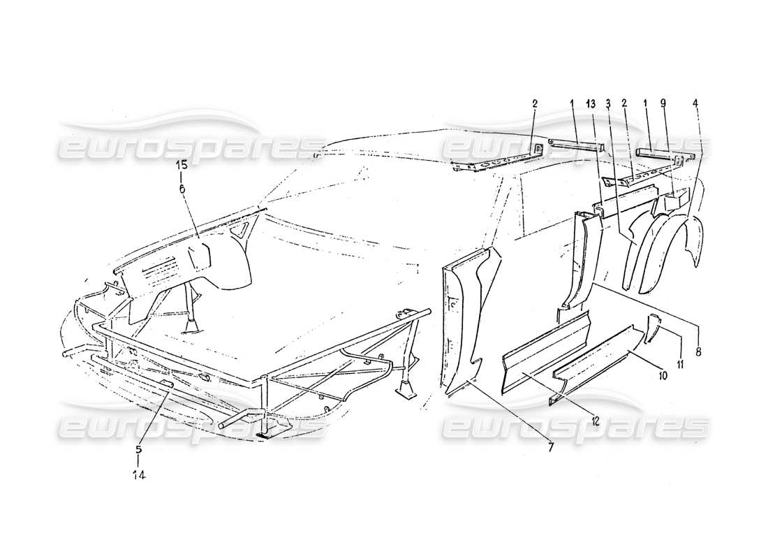 ferrari 365 gt 2+2 (coachwork) diagramme de pièce de carrosserie de cadre