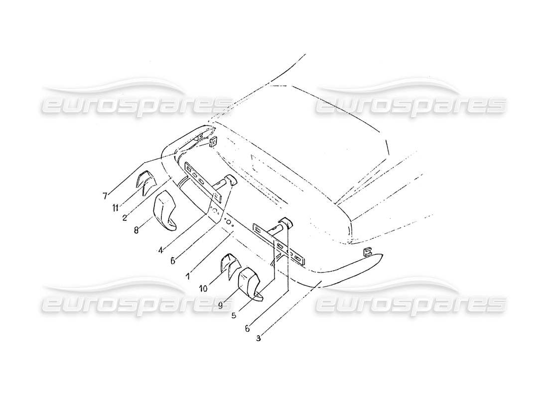 ferrari 365 gt 2+2 (coachwork) schéma des pièces des pare-chocs arrière