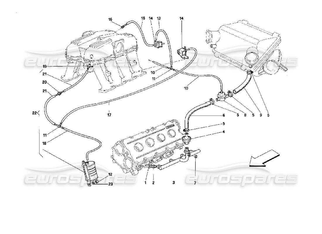 ferrari mondial 3.4 t coupe/cabrio dispositif d'injection d'air - pour voitures avec catalyseur - schéma des pièces motronic 2.5