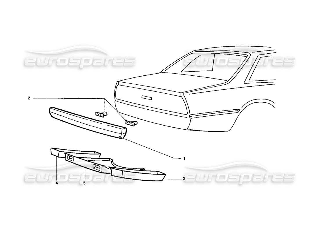 ferrari 412 (coachwork) schéma des pièces du pare-chocs arrière et du sous-plateau
