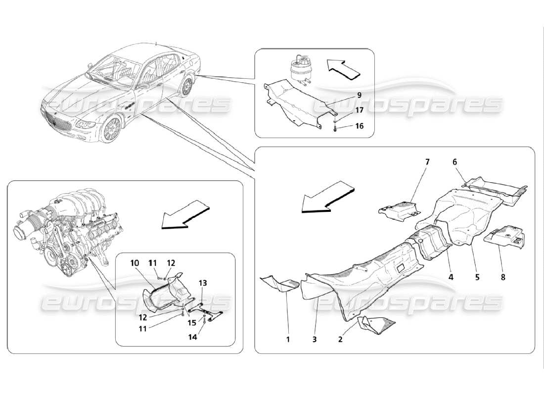 maserati qtp. (2006) 4.2 isolations thermiques dans le diagramme de pièce de voiture