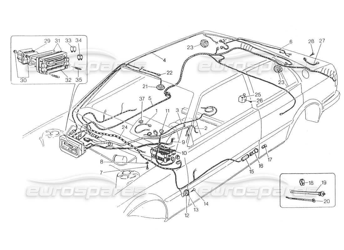 maserati 418 / 4.24v / 430 comp. passagers electr. système, direction droite. diagramme de pièce