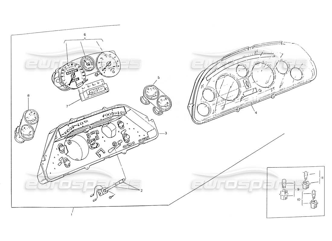 maserati ghibli 2.8 (non abs) tableau d'instruments schéma des pièces