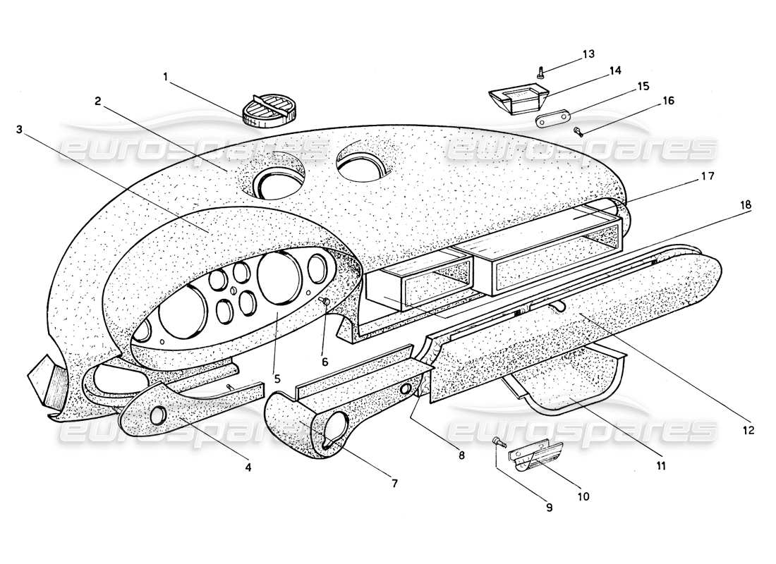 ferrari 206 gt dino (coachwork) tableau de bord schéma des pièces