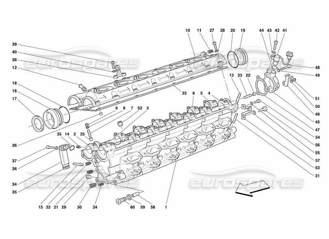 ferrari 550 barchetta schéma des pièces de la culasse droite