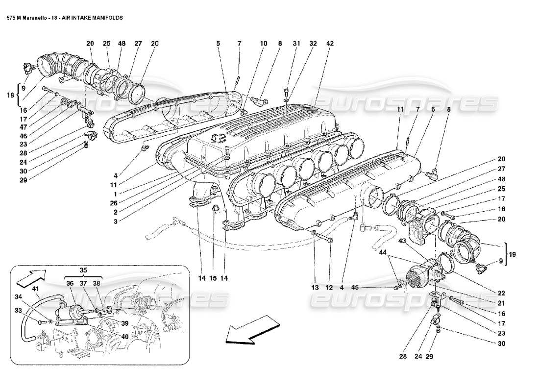 ferrari 575m maranello schéma des pièces des collecteurs d'admission d'air