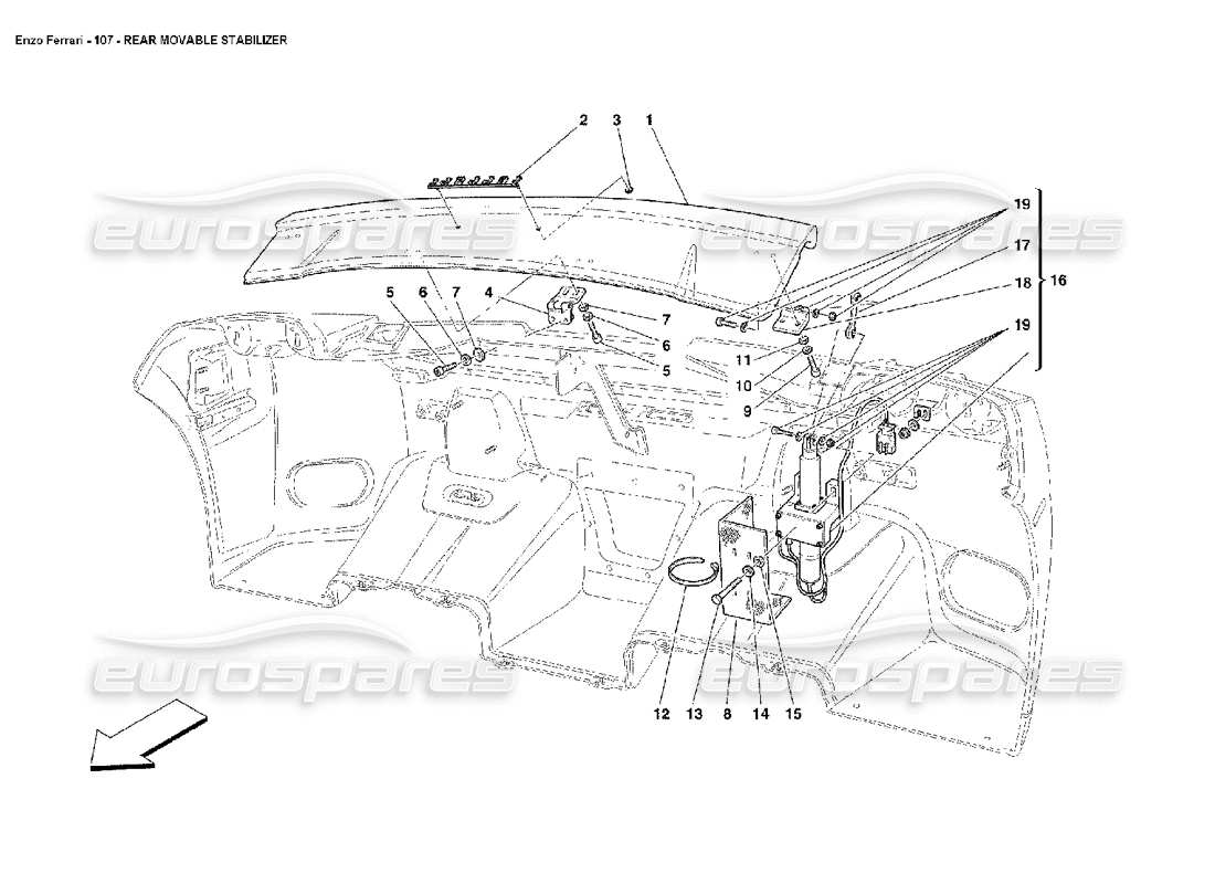 ferrari enzo schéma des pièces du stabilisateur mobile arrière