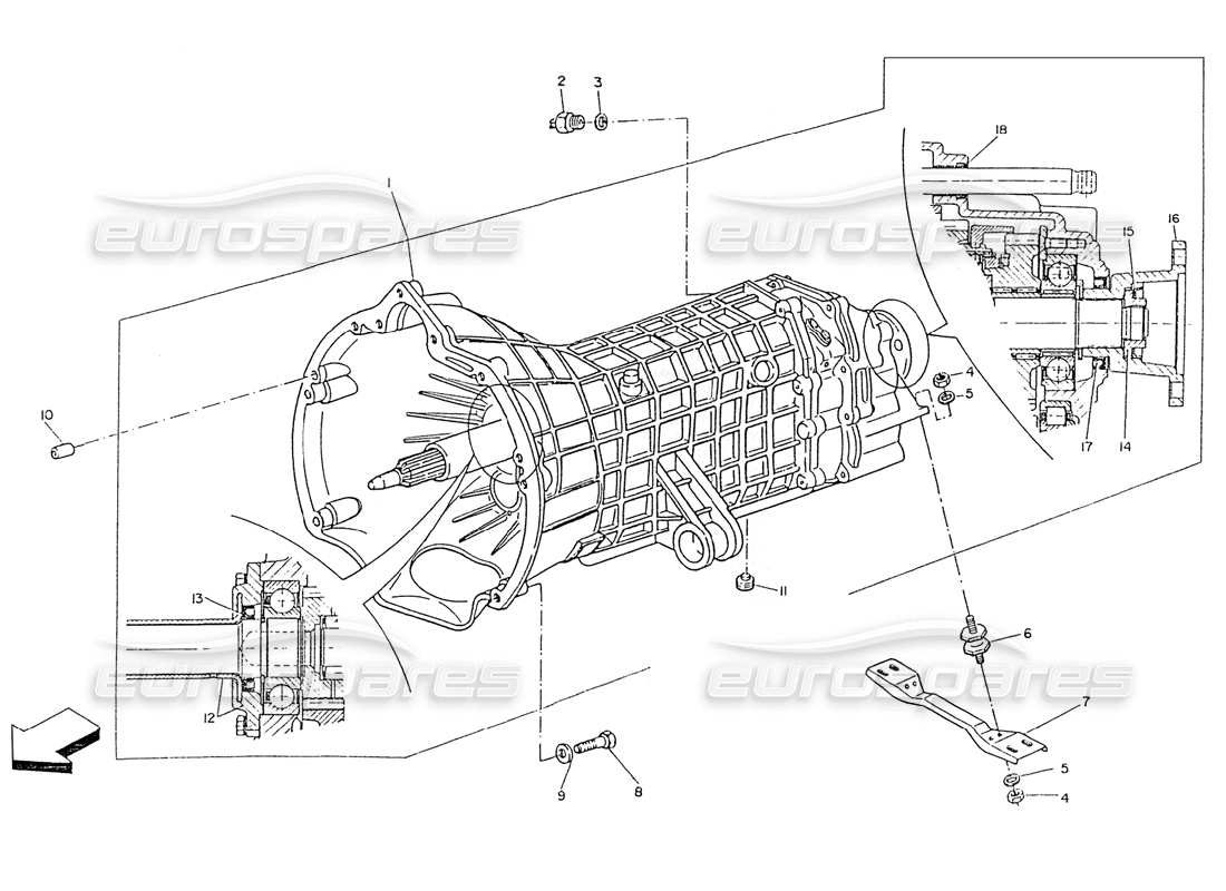 maserati ghibli 2.8 (non abs) boîte de vitesses mécanique, diagramme de pièce de vitesse 6