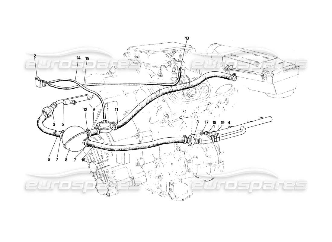 ferrari 328 (1988) injection d'air (pour les versions ch86 et ch87) schéma des pièces