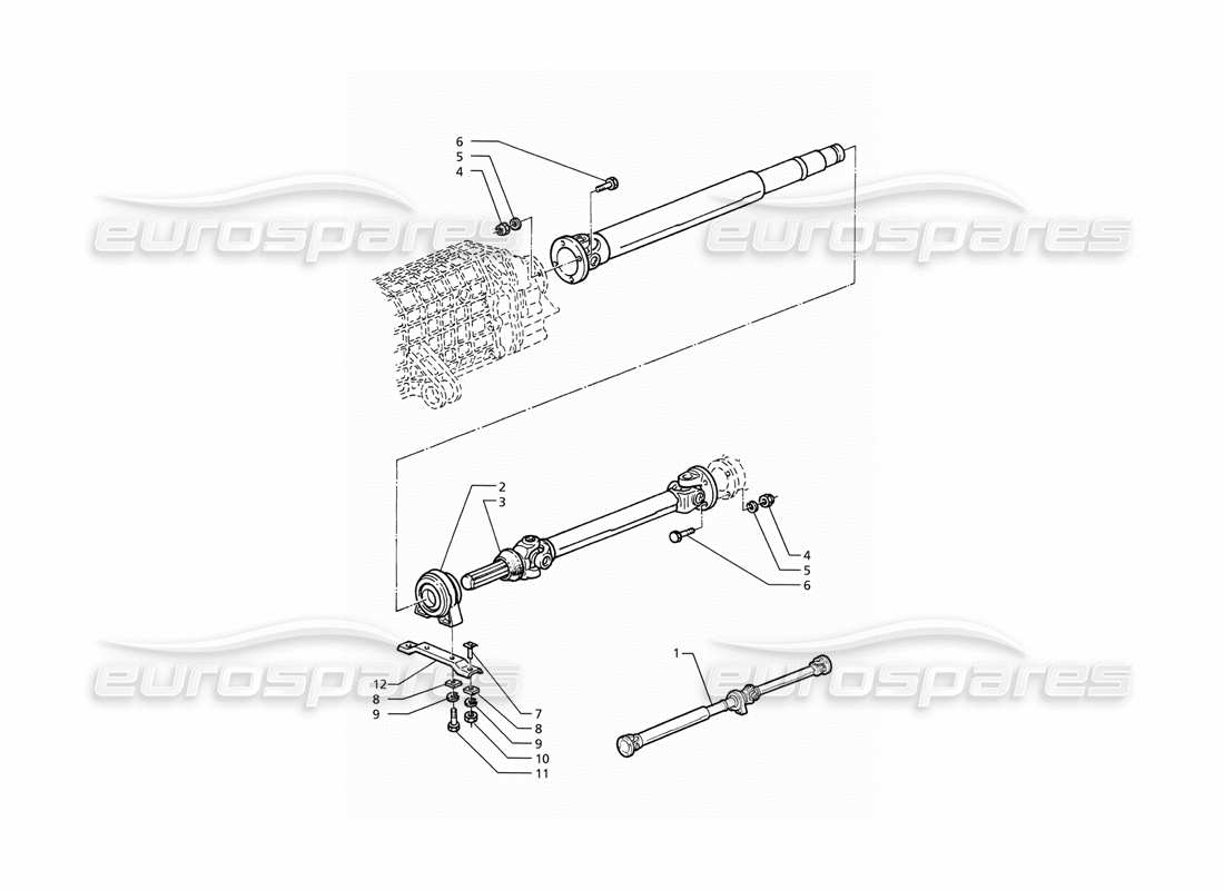 maserati ghibli 2.8 (abs) diagramme des pièces de l'arbre d'hélice et du support