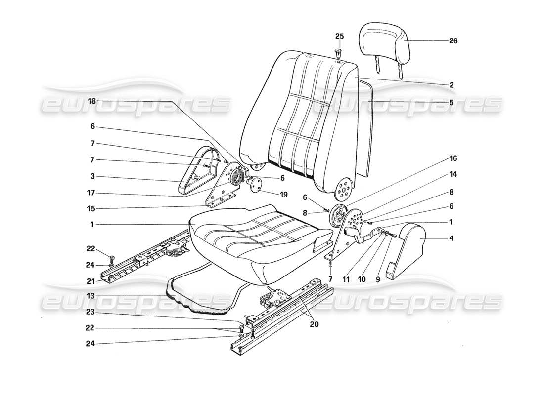 ferrari 328 (1988) seat schéma des pièces