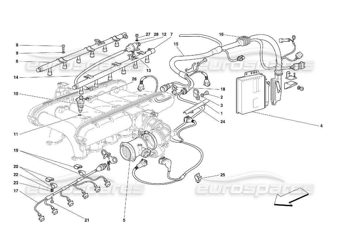 ferrari 456 gt/gta schéma des pièces du dispositif d'injection