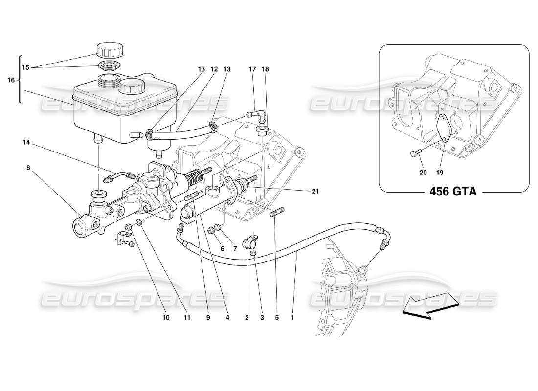 ferrari 456 gt/gta système hydraulique de frein et d'embrayage - valable pour le diagramme de pièce gd