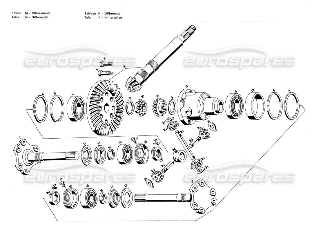 maserati merak 3.0 différentiel diagramme de pièce