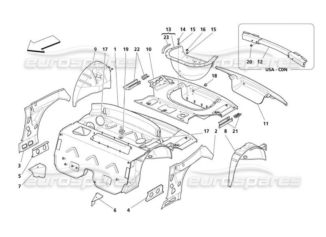 maserati 4200 spyder (2005) structure arrière schéma des pièces