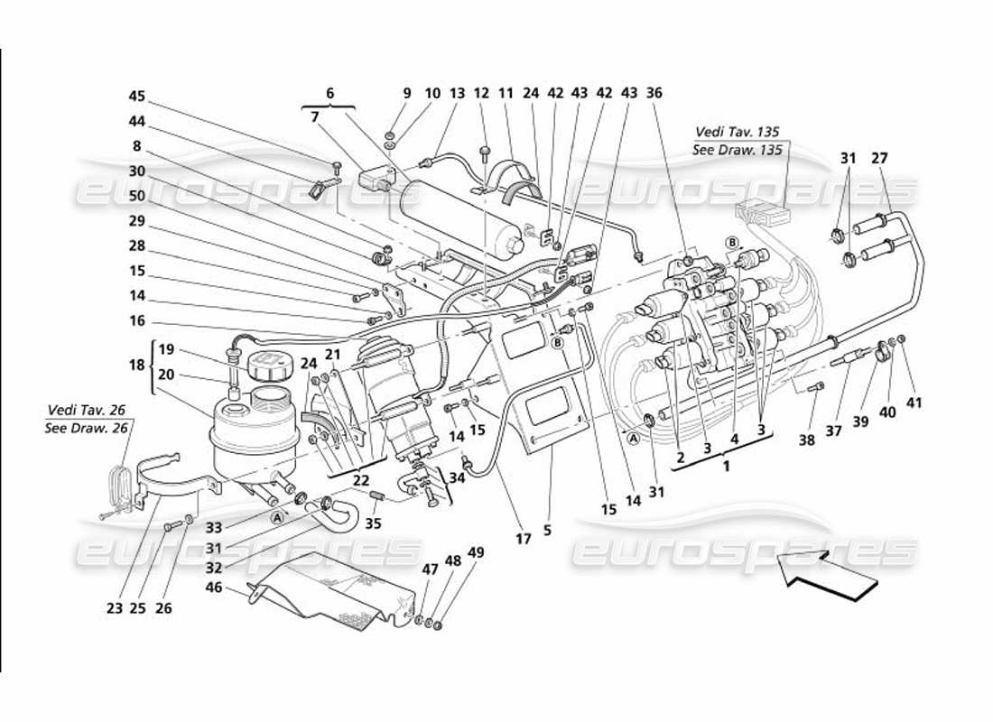 maserati 4200 coupe (2005) unité de puissance et réservoir -valable pour f1- diagramme de pièce