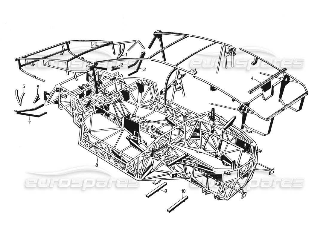 lamborghini countach 5000 qvi (1989) schéma des pièces du châssis