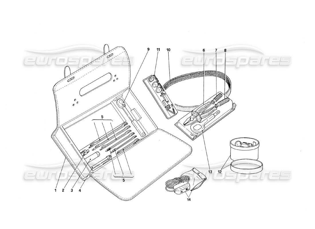 ferrari 348 (1993) tb / ts équipement - diagramme des pièces du sac horizontal