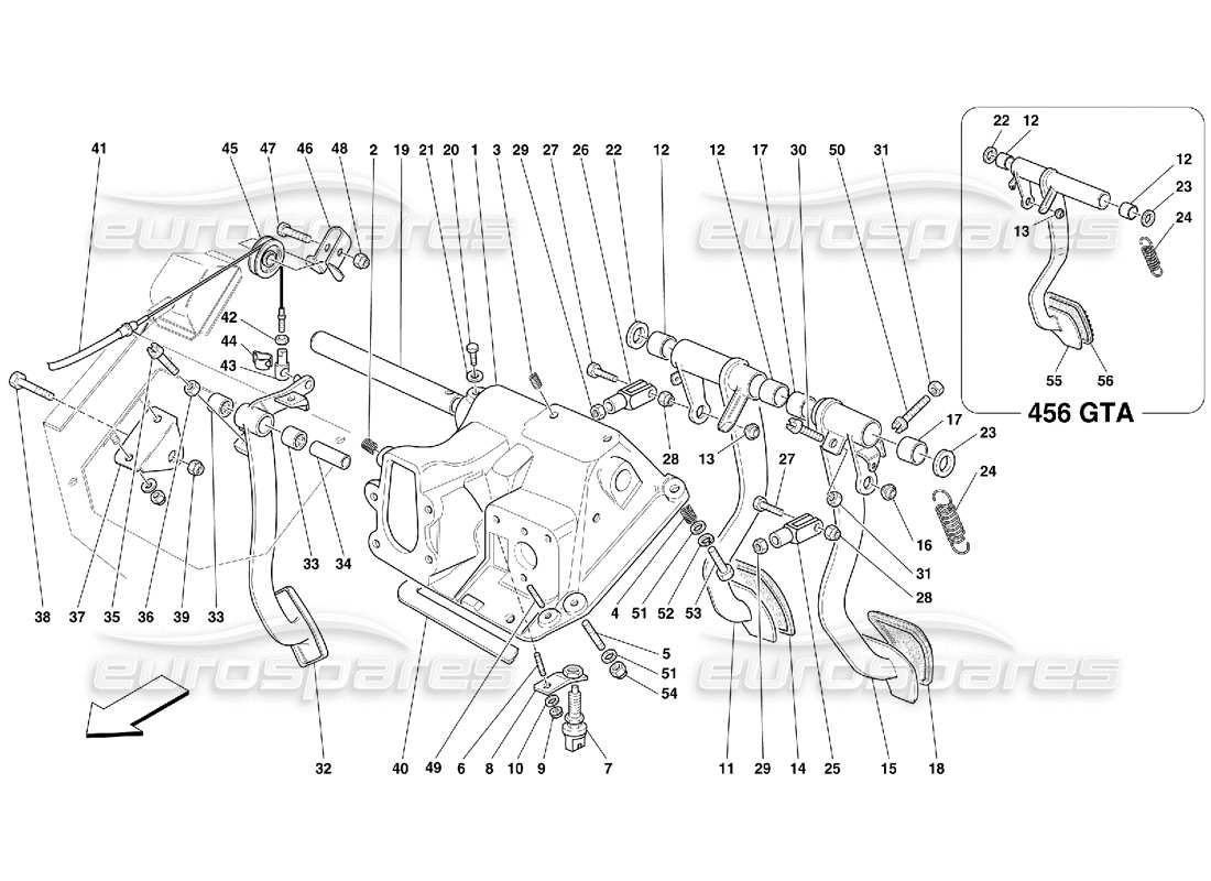 ferrari 456 gt/gta pédales et commande d'accélérateur - valable pour le diagramme de pièce gd