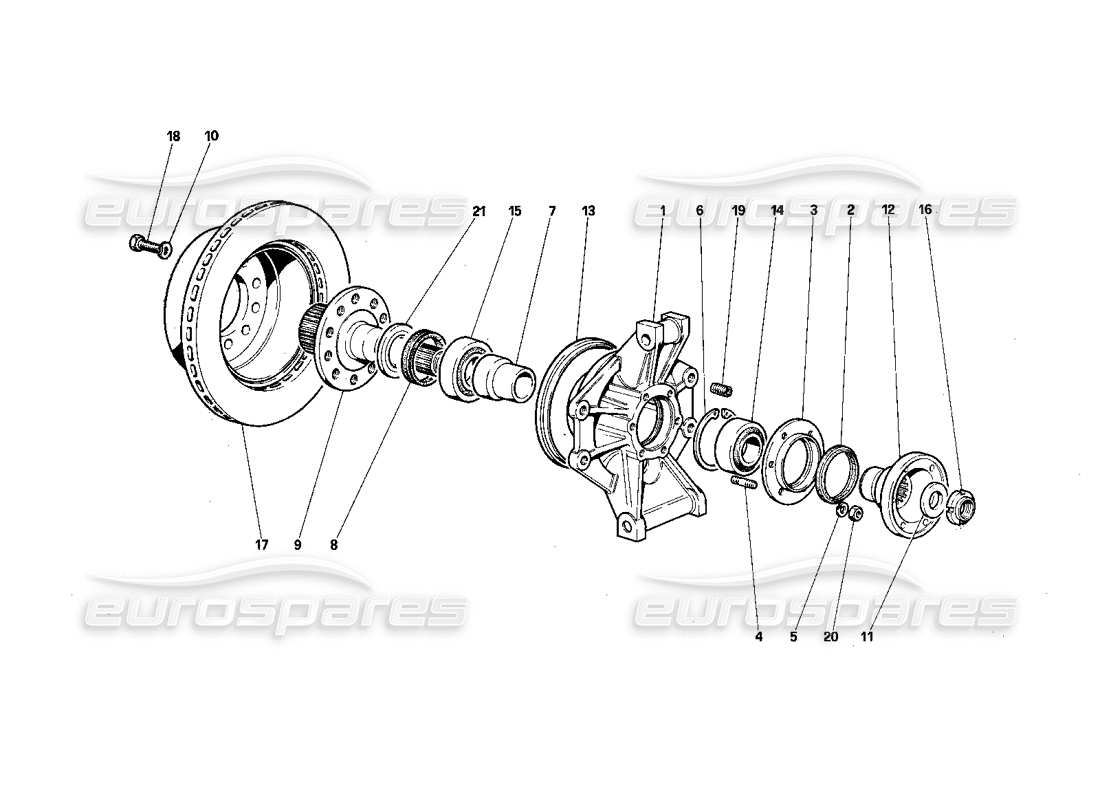 ferrari testarossa (1987) suspension arrière - disque de frein schéma des pièces