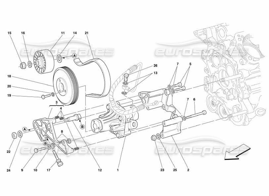 ferrari 550 barchetta schéma des pièces des pompes de direction hydrauliques